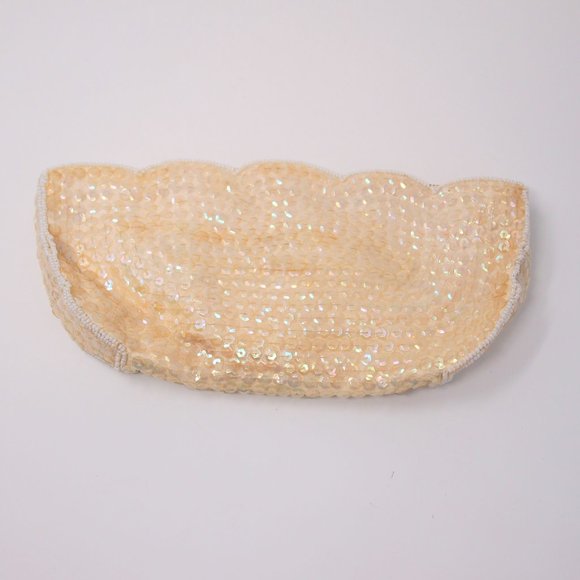 vtg 50s 60s LA REGALE Products Mod White Cream Bead Sequin Clutch Purse Japan - Picture 2 of 7